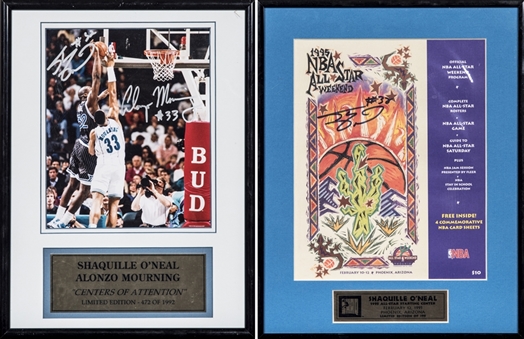 Lot of (2) Shaquille ONeal Signed Framed Display Pieces (Beckett & PSA/DNA)